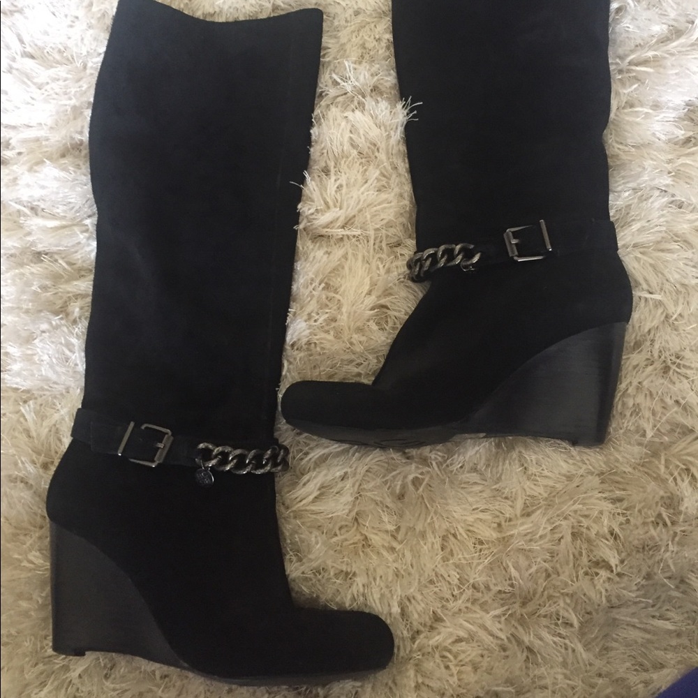 BCBGeneration Black Suede wedge boots